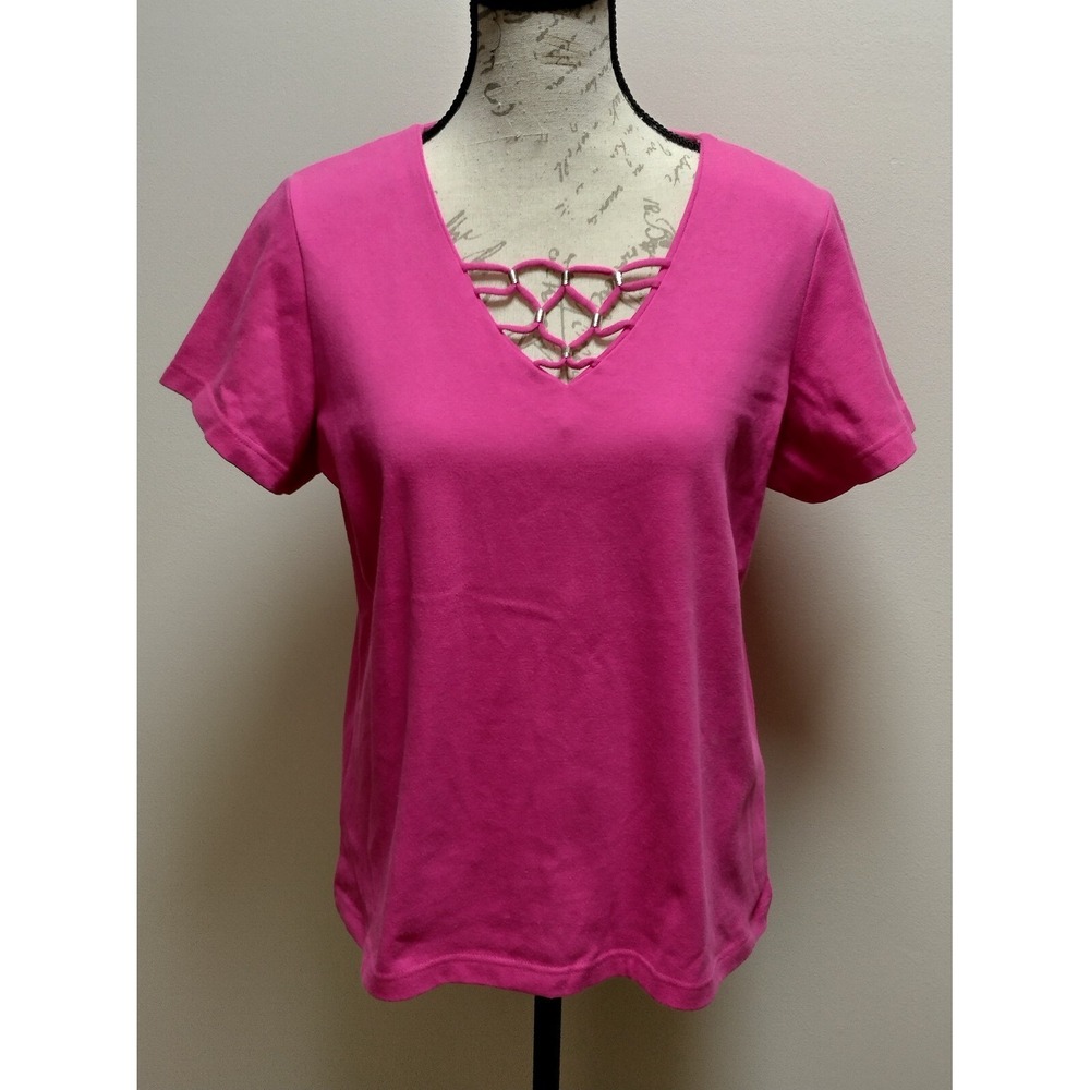 Fiorlini International Plus Women's Solid Pink Shirt Short Sleeve Size 14/16